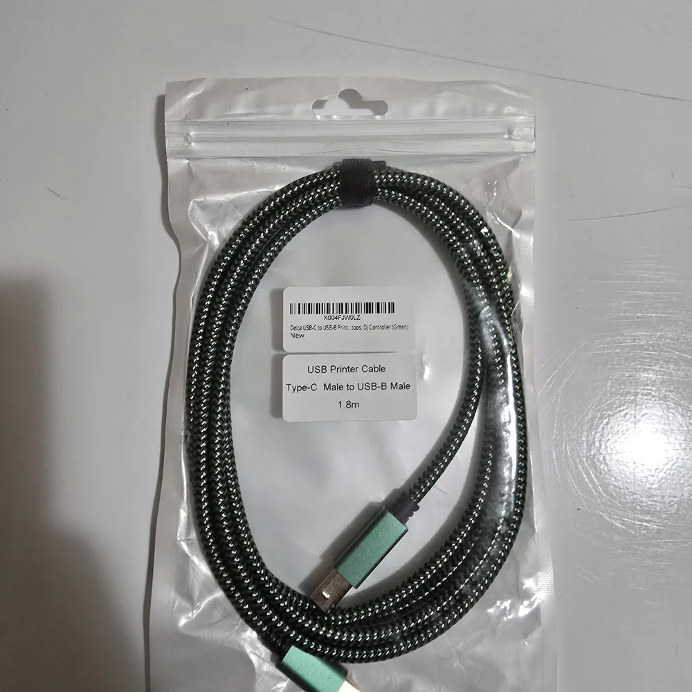 Green Braided USB Printer Cable